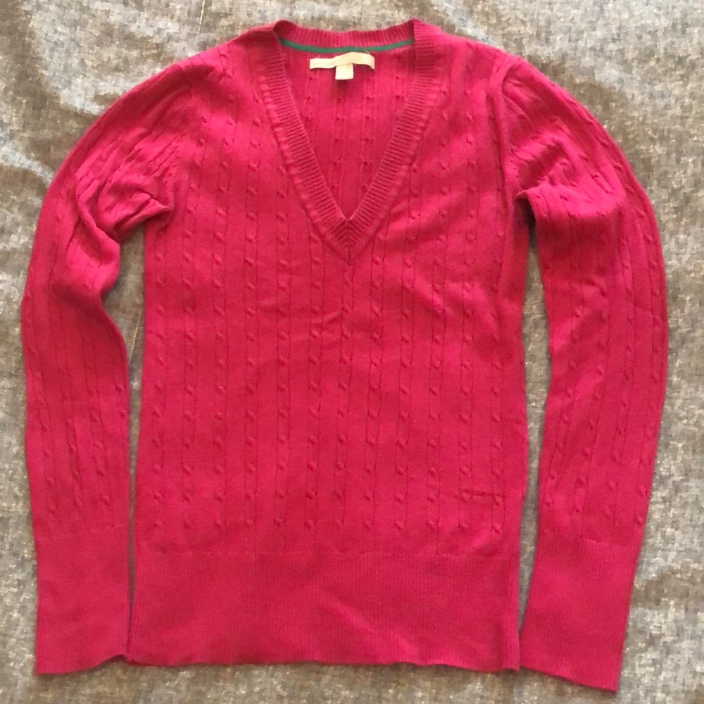 Old Navy Pink Cable Knit V Neck Sweater